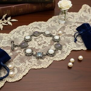 Vinatge 925 stamped Sterling Silver multi - color Gem bracelet